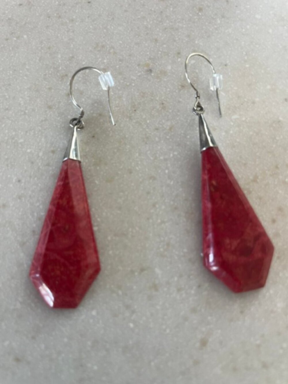RED JASPER/SPONGE CORAL DROP EARRIINGS